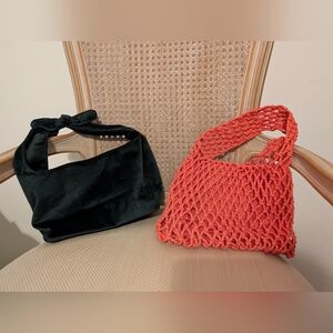 Two Too Cute Purses Green And Salmon Fabric